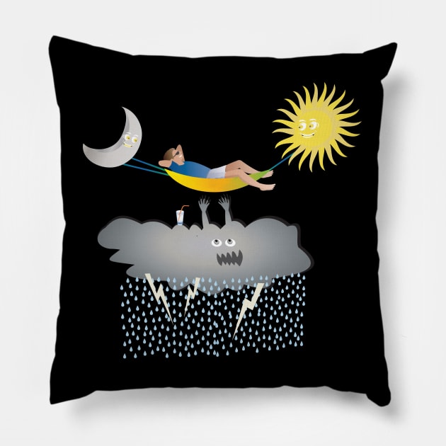 Sunny day above the clouds Pillow by mypointink