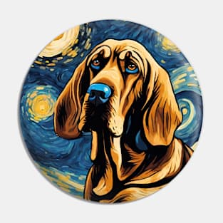 Bloodhound Dog Breed Painting in a Van Gogh Starry Night Art Style Pin