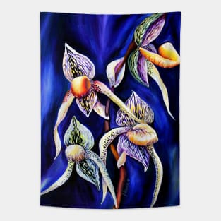 Watercolor Lady Slipper Botanical Illustration Tapestry