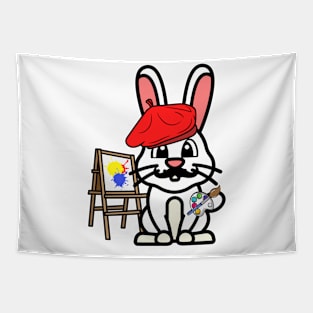 Cute Rabbit is a painter Tapestry