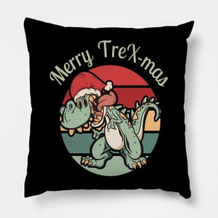 Merry T-Rex-Mas - Dinosaur Funny Holiday with Plaid Tyrannosaurus Rex Pillow