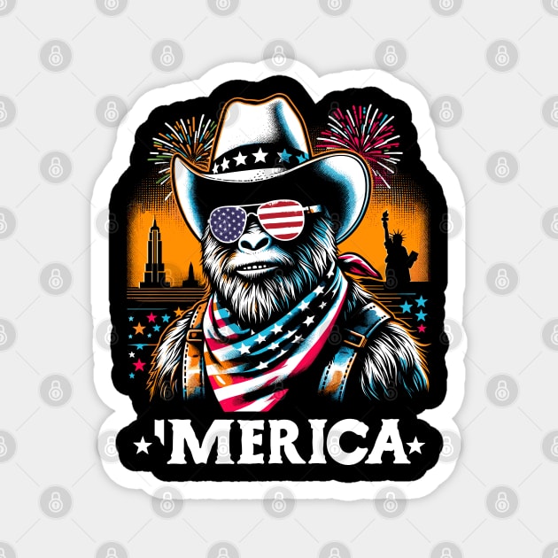 USA 'Merica Sasquatch Bigfoot 4th of July Fireworks Funny Patriotic Magnet by KsuAnn