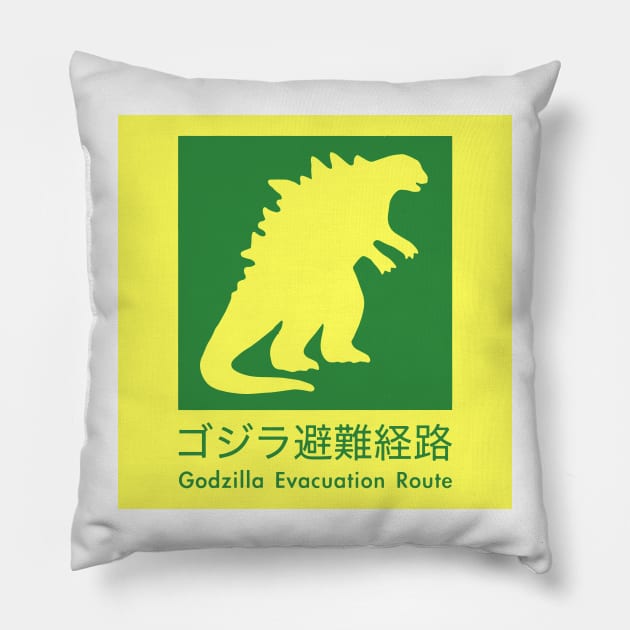 Godzilla Evacuation Route Pillow by Surton Design