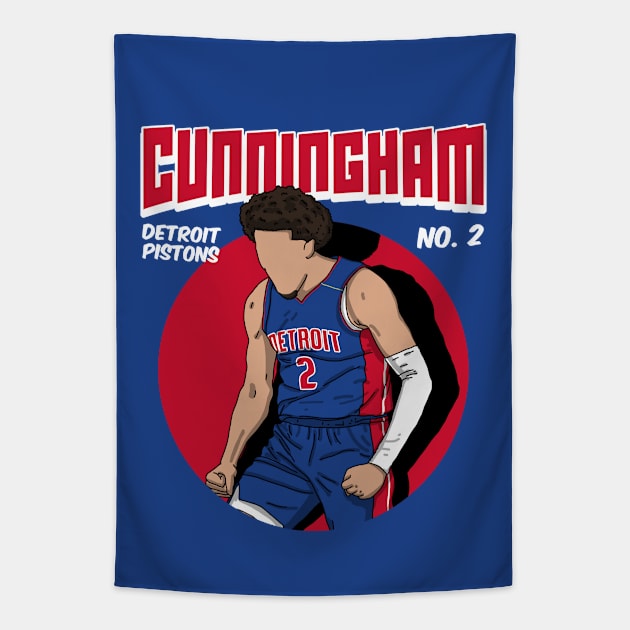 Cade Cunningham Comic Style Art Tapestry by Luna Illustration