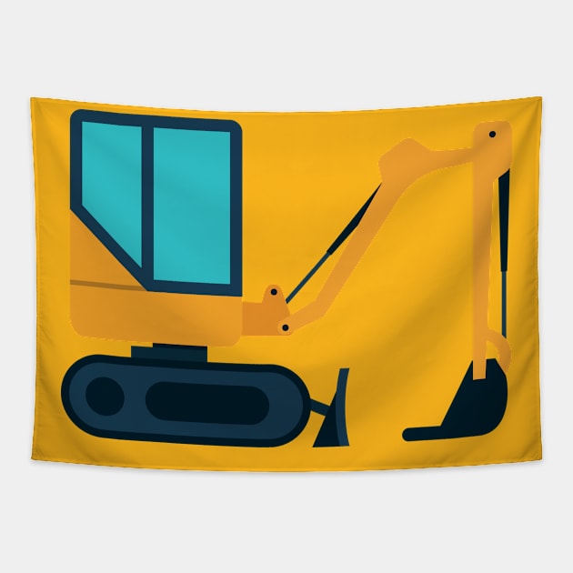 Yellow Excavator for Kids Tapestry by vladocar