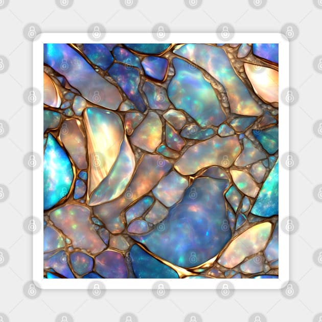 Holographic Opal Stones Textured Background Magnet by Sonja818