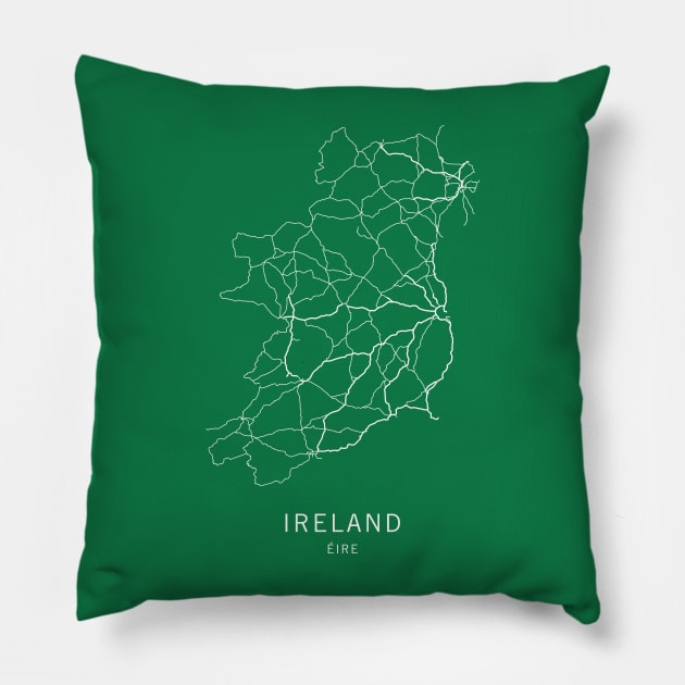 Ireland Road Map Pillow by ClarkStreetPress