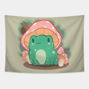 Cottagecore Aesthetic Frog Mushroom Hat Snail Kawaii Tapestry