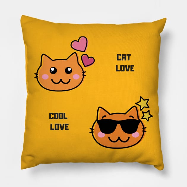 Cool Cat Love Pillow by dmangelo