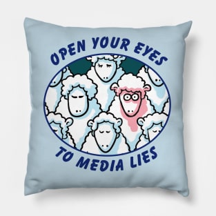 Open Your Eyes to Media Lies Sheeple Pillow