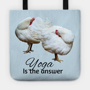 Hens doing yoga Tote