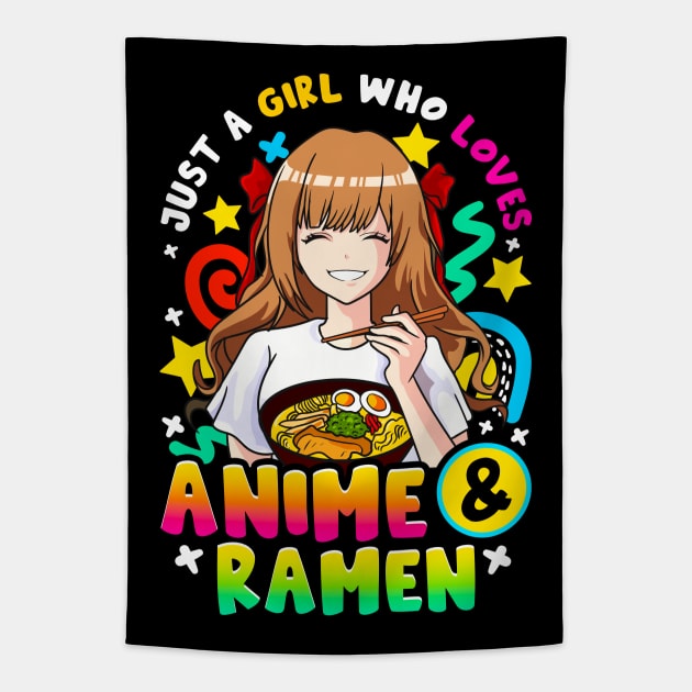 Just A Girl Who Loves Anime And Ramen Tapestry by E