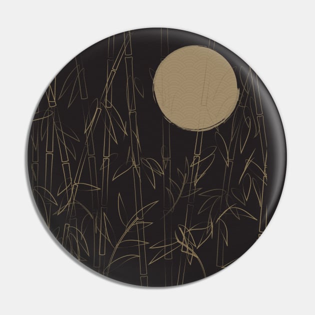 Golden Moon in Bamboo Forest Pin by edmproject