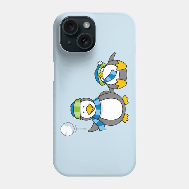 Snowballing Penguins Phone Case by sifis