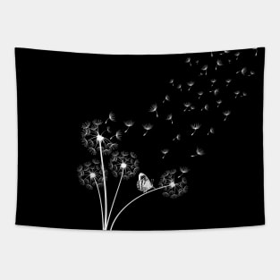 Dandelions and Butterfly Nature-Inspired Design, Botanical Art Tapestry