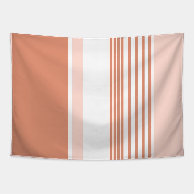 Color Block Stripes Peach and Salmon Pink Tapestry by tramasdesign