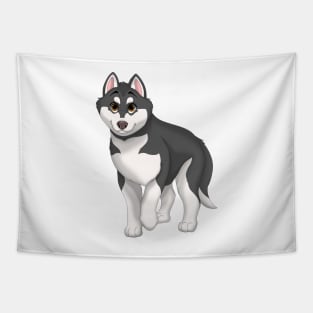 Black and White Siberian Husky Dog Brown Eyes Tapestry