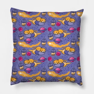 Bubble Tea Universe - Starry Kawaii Boba Cat Galaxy Pattern Pillow