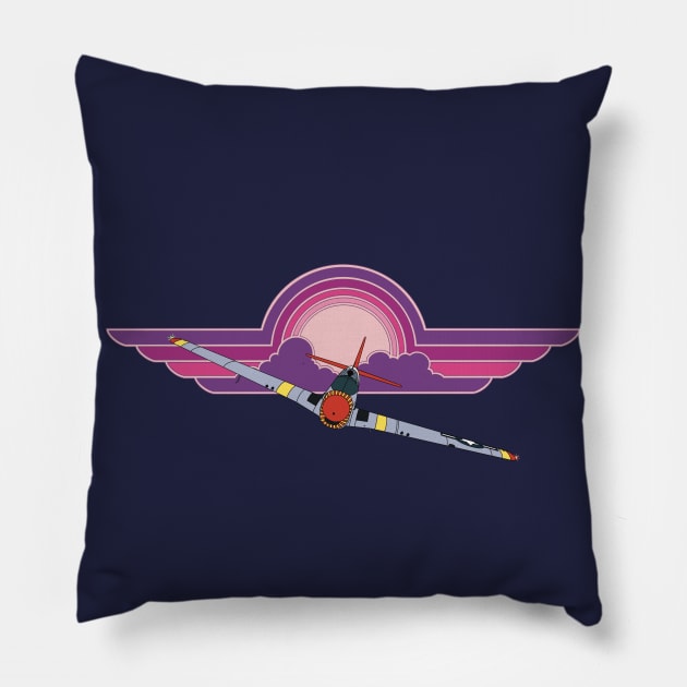 P-51 Mustang Sunrise Wings Pillow by Kassi Skye