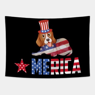 Dachshund dog Merica American Flag Patriot 4th Of July Tapestry