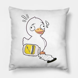 Funny duck spilled mayonnaise Pillow