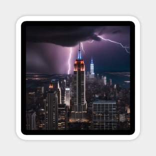 Iconic World Landmarks During A Thunderstorm : The Empire State Building New York Magnet