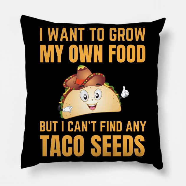 Funny Tacos Quote Pillow by Waqasmehar