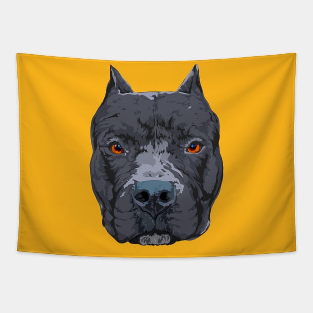 Pit bull face Tapestry by DmitryPayvinart