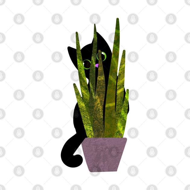 KITTEN WITH PLANT Cute Black Cat by Rightshirt