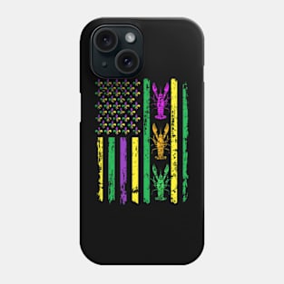 Carnival Mardi Gras USA American Flag Crawfish Parade Phone Case