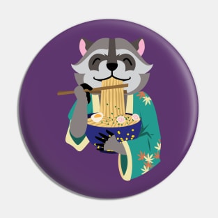 Raccoon Eating Ramen Pin