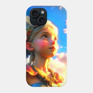 Elf girl looking at the sun Phone Case