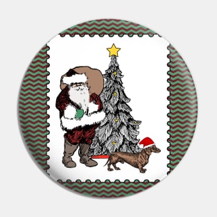 Santa and His Dachshund Pin