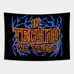 In Techno We Trust Flames Tapestry