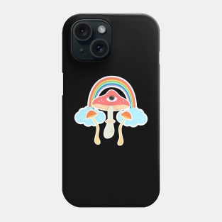 Groovy eye mushroom poster lettering, hippie, joy Phone Case