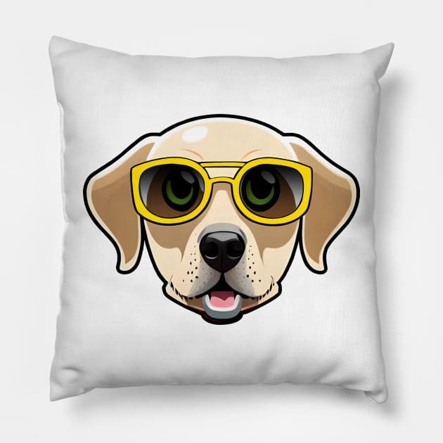 Golden Retriever Wearing Yellow Sunglasses Labrador Puppy Pillow by 4U2NV-LDN