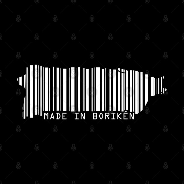 Puerto Rico Map Made in Boriken Barcode White Design by bydarling