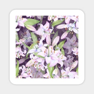 White pink lilies Magnet