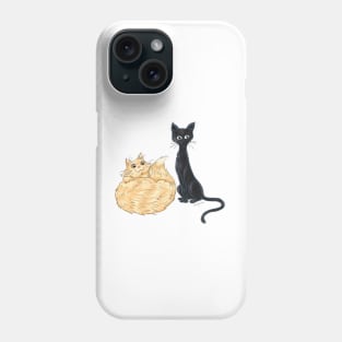 cartoon black and orange kitty sisters Phone Case