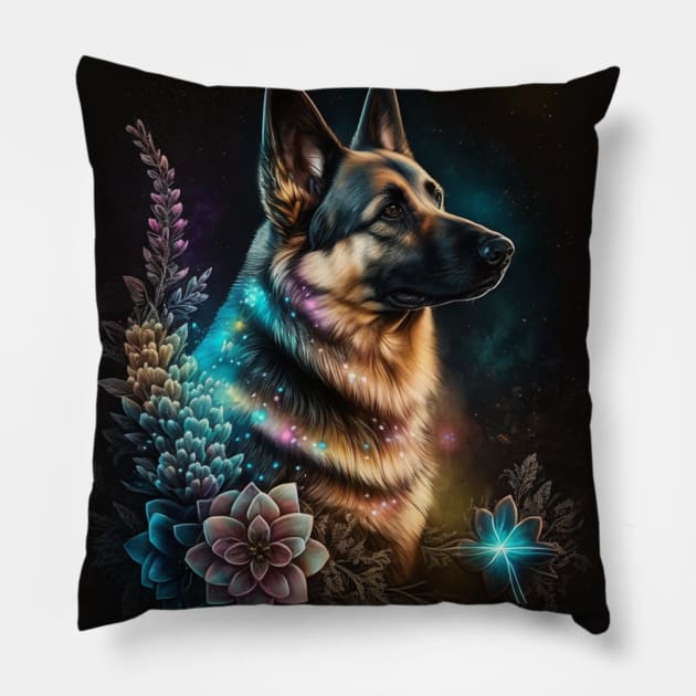 Glowy German Shepherd Pillow by Enchanted Reverie