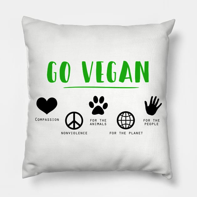 Go Vegan Pillow by Inspireclothing