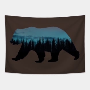 Tree Silhouette Bear Tapestry