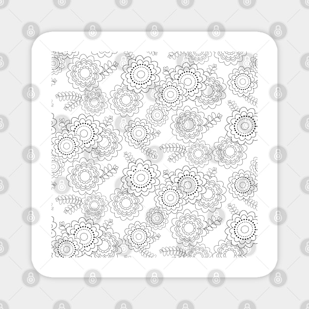 Floral pattern outline Magnet by AnaMOMarques