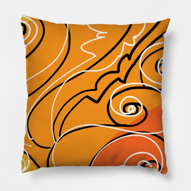 Swirls on Orange and Yellow Pillow by Dani Vittz