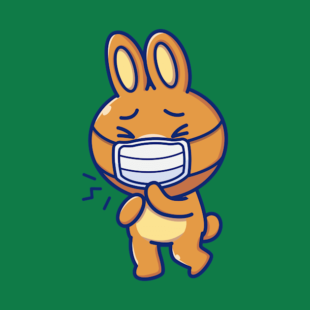 Cute Rabbit Wearing Mask Cartoon by Catalyst Labs