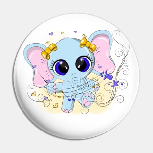 Cute elephant musician of blue color. Pin