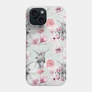 Pink Flower Deer Pattern Phone Case