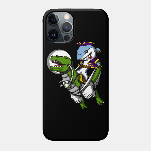 Shark Pirate Riding T-Rex Dinosaur - Shark Pirate Riding T Rex - Phone Case