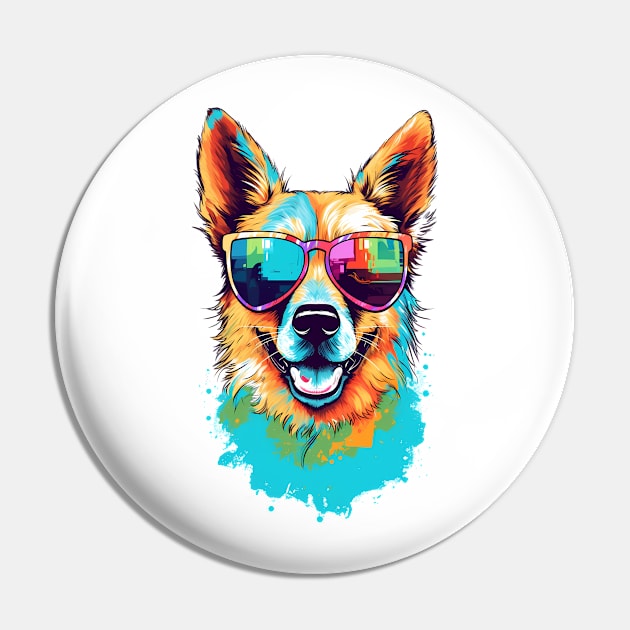 Dog with sunglasses Pin by megaphone