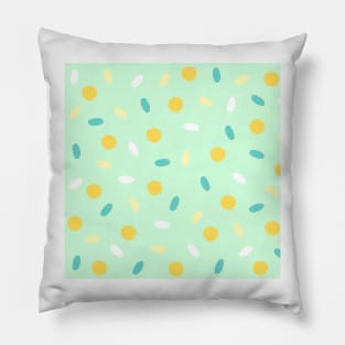 Pastel Green, Blue, Yellow Dot Print Pillow